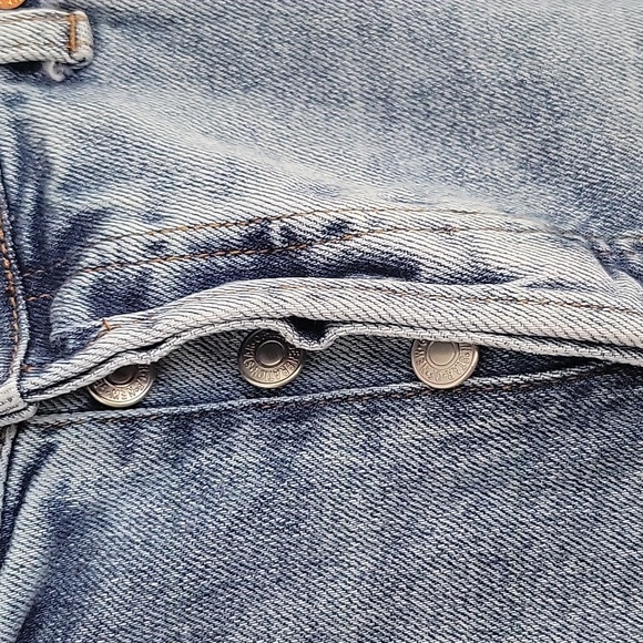 S.O.N.G Distressed Buttonfly Blue Jeans - Picture 3 of 6